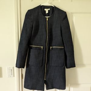 Navy zip up stadium coat // XS